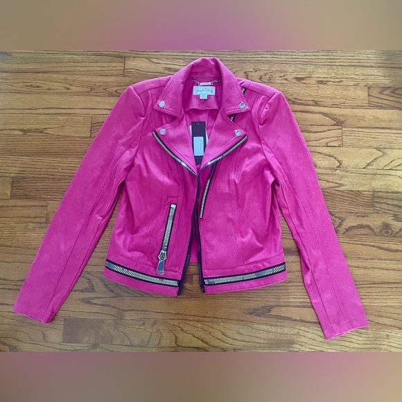Joseph Ribkoff Hot Pink Fuchsia Moto Jacket Style 211954 Size Medium NEW W/ TAGS - Picture 9 of 12